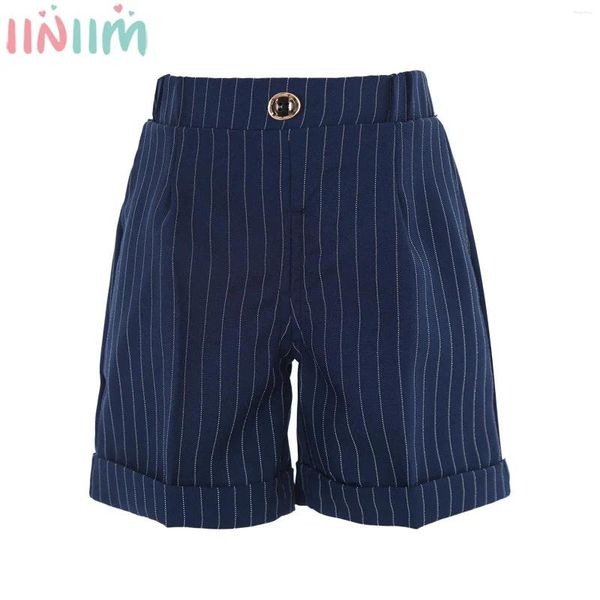 Shorts garotos meninos cavalheiros caça calças uniformes de cintura elástica de cintura chino estilo preppy casual para festa de desempenho de palco