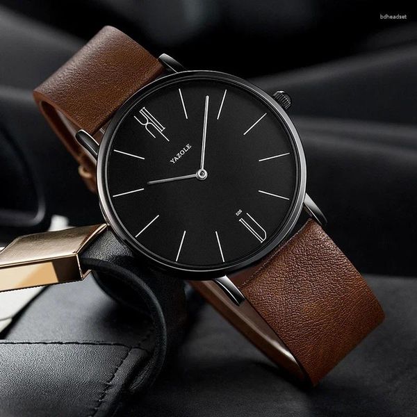 Avanadores de punho S Yazole Ratches Men 2024 Moda Simples Men's Watch Wristwatch Ultra Fin Quartz Clock Relógio Relogio Masculino