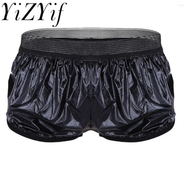 Shorts masculinos masculinos, tronco de couro falsamente, troncos de natação masculinos nando nando de praia macia masculina fatos de boxe de calça curta boxeador de calça