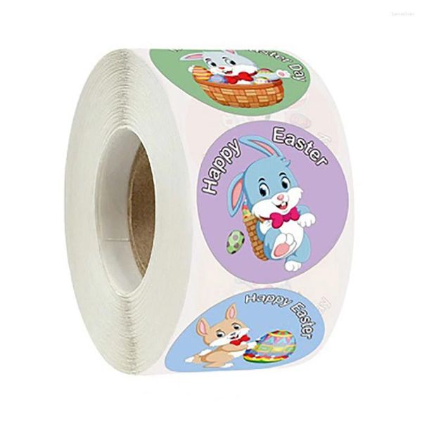 Adesivos de janela 500 PCs/Roll Sticker Animal Round Decoração de Páscoa Presente de férias Rótulo decorativo Decorativo