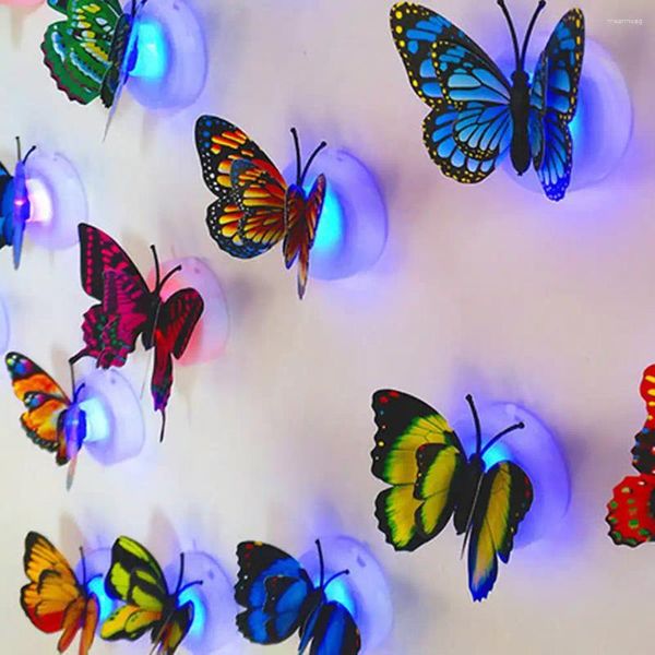 Lampada a muro a doppio strato luci notturne a farfalla creativa illuminazione luminosa colorata decorativa a LED in viaggi