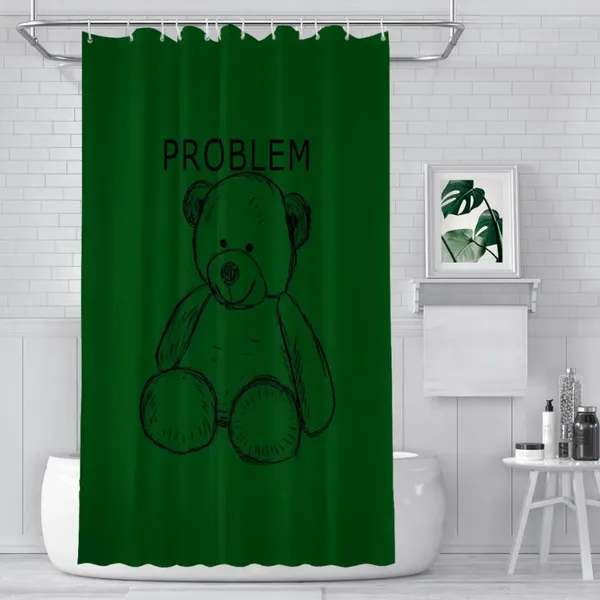 Tende per doccia problema per tedy nero orsacchiotto in tessuto impermeabile decorazioni da bagno divertenti con accessori per la casa