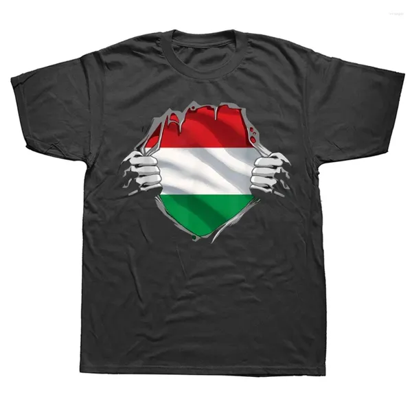 Magliette da uomo ungheria unghere ungherese femminile bandiera estiva cotone streetwear streetwear maniche a manichette di compleanno magliette da uomo abbigliamento da uomo