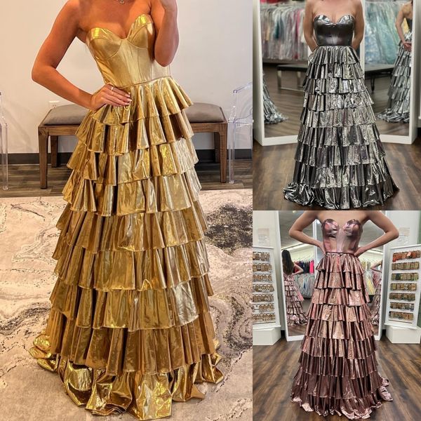 Moderno Greciano Goddess Prom Queen Dress Ruffle Corse Metallic Corset Long Pageant Winter Formale Cocktail Party Punghezza Black Tie Gala Superwoman Gold Rose Gold