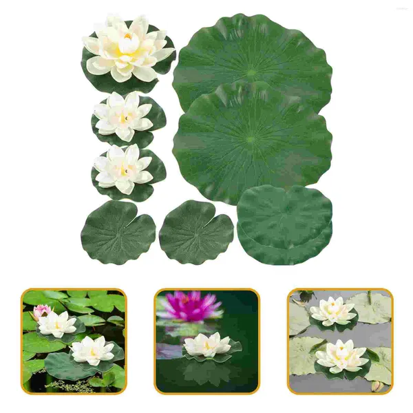 Fiori decorativi loto stagno galleggiante foglie di nullo artificiale foglie di foglie d'acqua cuscinetti da piscina realistica ornamenta