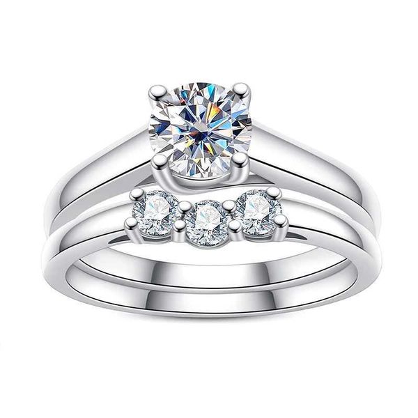 Eheringe Lesf 1 Karat Runde Molybdän Diamond Ring geeignet für Frauen Engagement Geschenk Mode Schmuck Free Versand Q240511