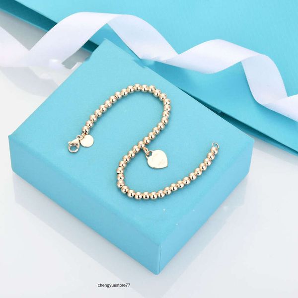 Nuovo pendente bracciale in argento sterling al 100% 925 Sterling Bracciale Tag femmina Uomini Heart Bead Chain Gold Gold Gold Lusurio per donne Bracciale Desigle di gioielli Fashion Bracciale Originale Box