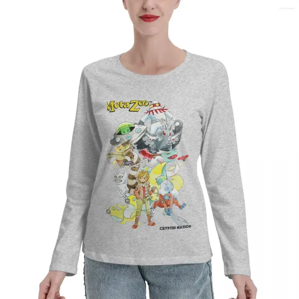Frauenpolos Metazoo-Werbebild Langarm T-Shirts Bluse Schwergewichtige T-Shirts Tierdruck Hemd lustig für Frauen