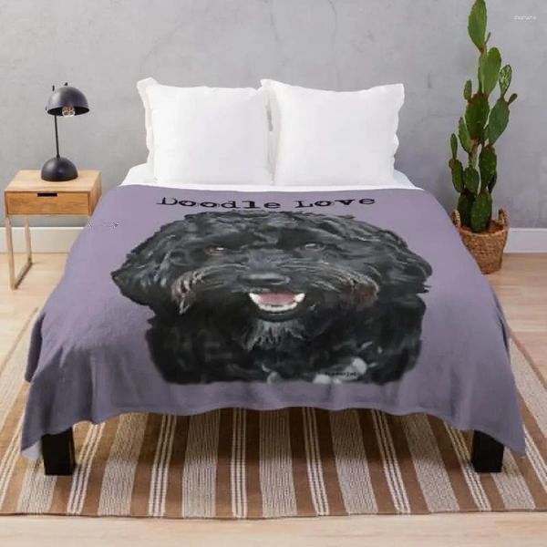 Coperte Black Doodle Dog Throw Coperta per decorazioni di divano invernale