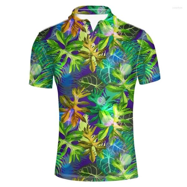 Polos masculinos mais recente de manga curta camisa pólo moda 3d Animal Head Camise