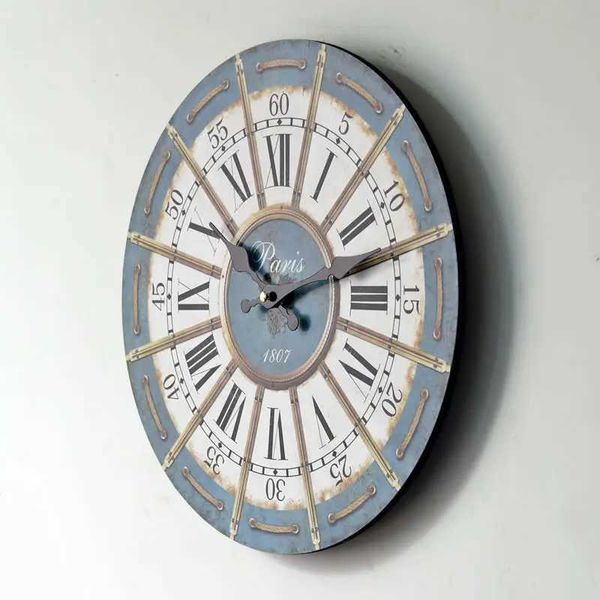 Relógios de parede Estilo europeu Relógio de parede Roman retro Fake Ride Imprimir parede pendurada Relógio Art Clock Greis Office Coffee Store Decoração em casa