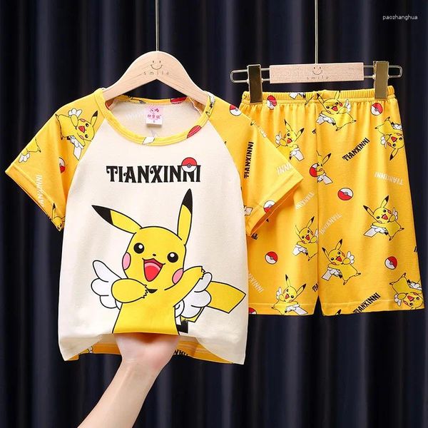 Roupas conjuntos de pijamas de desenho animado de verão para crianças menino menino casual solto bebê Todlder camiseta curta 2pcs roupas caseiras terno