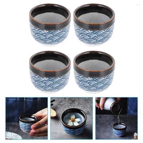 Copos de vinho 4 PCs copos de presente de vidro Cerâmica Saki Housed Housepion Tea bebendo caneca Cerâmica de Rice Coffee