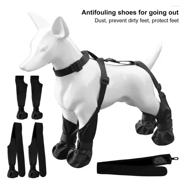 Scarpe per animali domestici abbigliamento per cani con nastro di fissaggio protettori regolabili anti-slip impermeabili per sporco