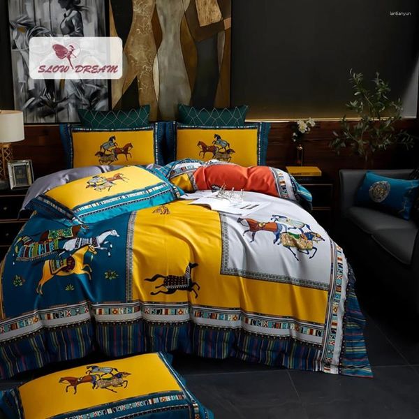 Bedding Sets SlowDream Luxury Cotton Exqusite Set Horse Horse Double Duvet Felra