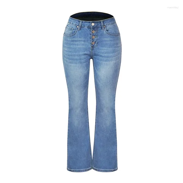 Jeans femminile flare tagliata e allungamento da donna