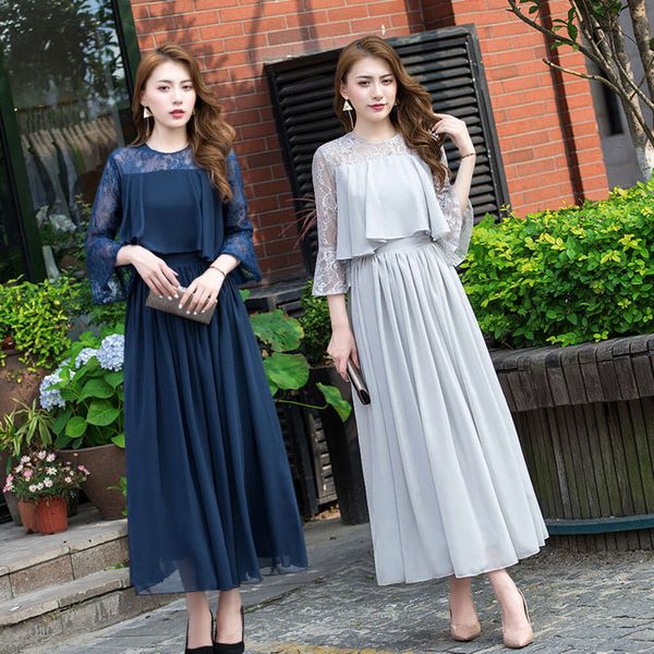 Kleider Abend langer Stil neuer koreanischer Version Bankett Mini Slimming Party Hostkleid