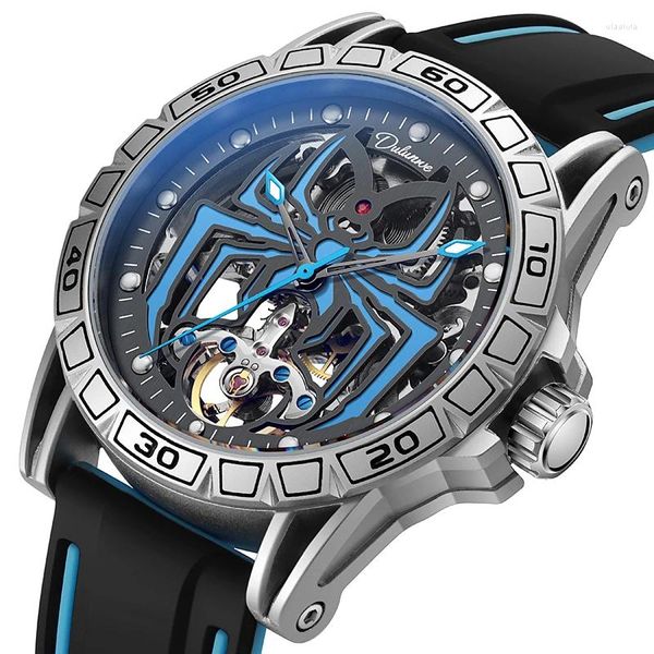 Relógio mecânico automático masculino de punho com personalidade esbelta de dupla face-aranha Spider Luminous Fashion Trend GIF