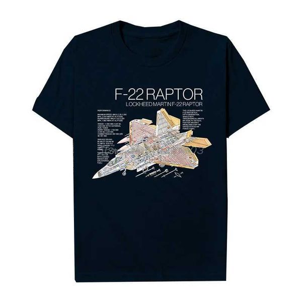 Мужские футболки US-AIR FIRCE F22 Raptor Stealth Fighter Printed Men футболка Summer Cotton Slve Slve Unisex футболка Негабаритная Strtwear TS T240510
