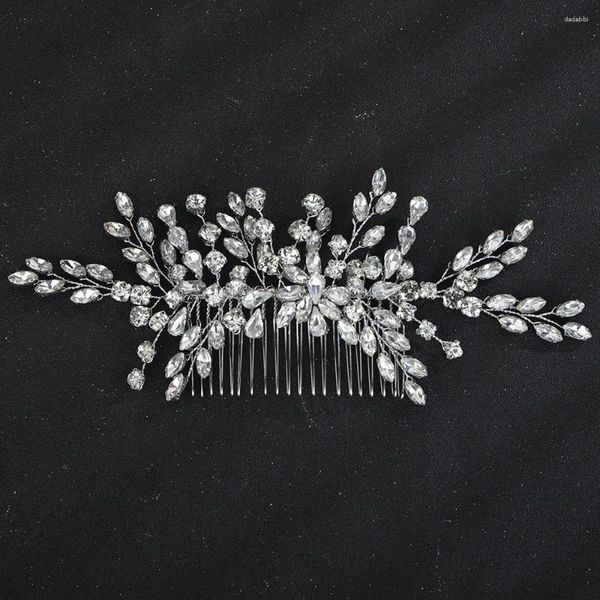 Kopfbedeckungen silberne Farbe Hochzeit Haarzubehör Strückstein handgefertigtes Brautkamm Gold Trendy Kopfstück für Frauen Party Tiaras Ornament