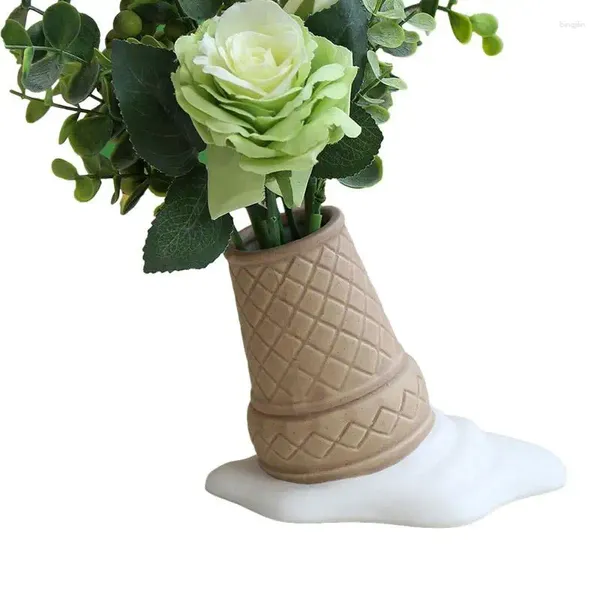 Вазы керамическая ваза творческий эстетический цветок обратный конус мороженого декоративные для домашнего украшения реалистичный держатель