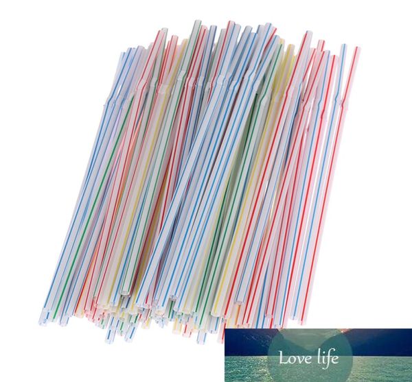 Pagne di plastica flessibile usa e getta da 100 pacchetti utensili a barre a strisce arcobaleno a strisce di bere gocce di paglia curva 3738940