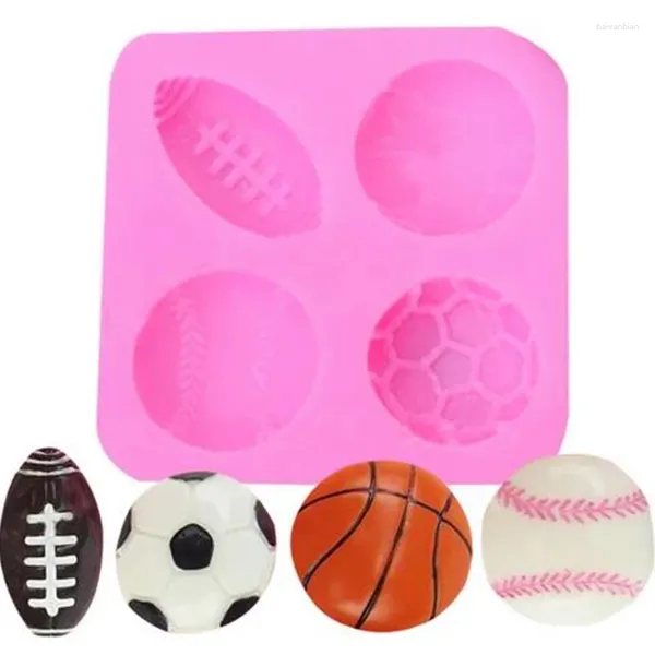 Serie di sport sport da cottura Serie di sport di basket foglie di rugby da calcio Forma Chrismtas Bell Fatti in silicone DECORAZIONE DI TATTA FONDANTE