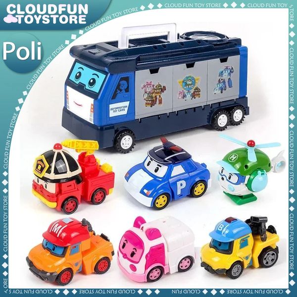 Coréia do Sul Poli Robocar Transformar o veículo robô Ação da estatueta Cartoon Car Anime Figura Poli Amber Roy Kid Toy Presente 240508