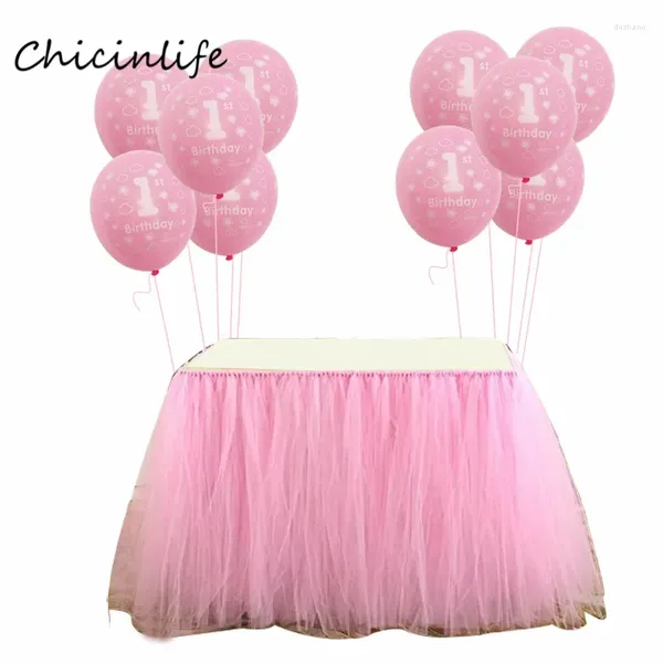 Decorazione per feste chicinlife tulle gonna da tavolo baby shower set shower riveare gonne da tavolo di compleanno 80 100 cm