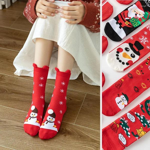 Mulheres meias 1 par UNISSISEX Ano de Natal tema masculino e feminino Happy Colorful Colorful Snowman Casal