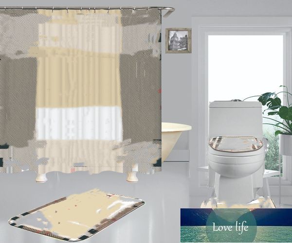 Europa Matte Set Duschvorhang für Badezimmerabdeckung Toilettensitz Anti -Schlupf Weiche Teppich für Badezimmer Matte Set Großhandel