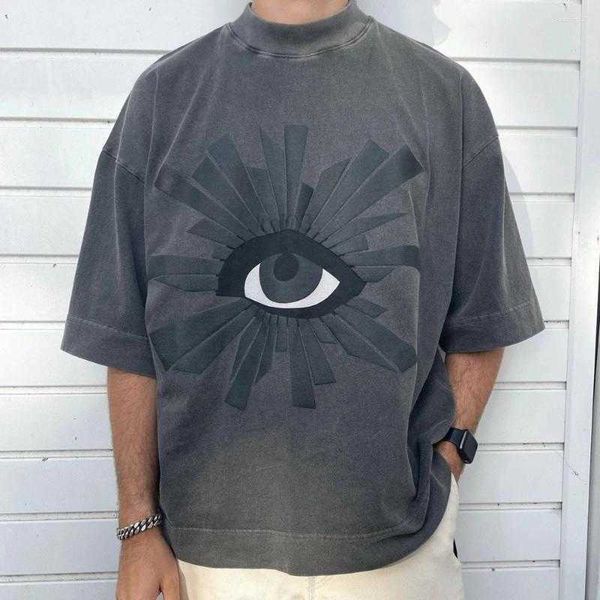Magliette maschile camicie da uomo rana drift streetwear t-shirts house of errors stampa in schiuma sovrasopigliata top-shirt estate sciolte per menvcio