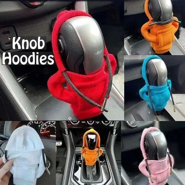 İç dekorasyonlar 1 PCS Moda Hoodies Araba Dişli Vites Düğmesi Kapak Manuel Tutamak Dişli Vites Dekoru Hoodie Kapakları Otomatik Araba İç Aksesuarlar T240509