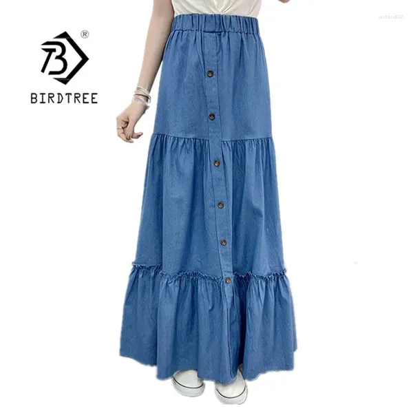 Gonne a 90 cm in denim in denim maxi gonna primavera estate casual in alto lavato jeans per torta lungo lento b0n117n