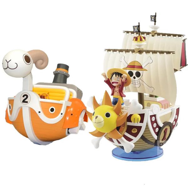 Ein -Stück -Schiff -Figur Luffy Model Spielzeug peripherer super süßes Mini -Boot zusammengebautes Modell One -Piece Blind Box Kid Geburtstagsgeschenk 240513