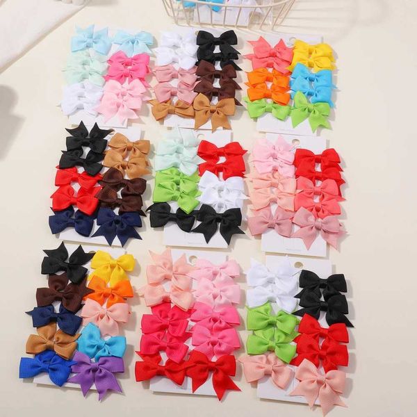 Acessórios para o cabelo 10 clipes de arco de fita bebê kawaii mini fofo de cor sólida cetim cetim Conjunto de balde de menina doce atacado D240513