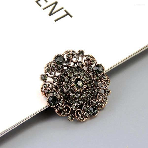 Broches neovisson elegente broche cinza ratal de cristal redondo lenço de lenço de flor de bohemia shrenstone ladies jóias favoritas