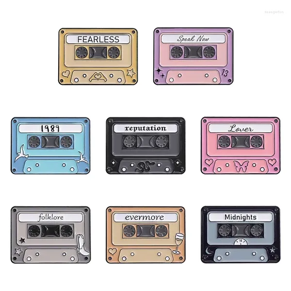 Broschen Vintage Musik Kassette Tape Brosche Emaille Pins kreative lustige nostalgische Radio -Lappel -Schmuckstücke Großhandel Großhandel