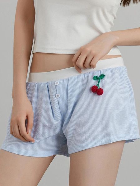 Женские шорты Женщины Лето случайно милый вишневый полосатый принцип