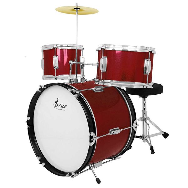 Lade Infantil Percussion Instrument Stand com fezes três e um kit de tambor de jazz de jazz para estudantes adultos que aprendem a tocar bateria de madeira maciça