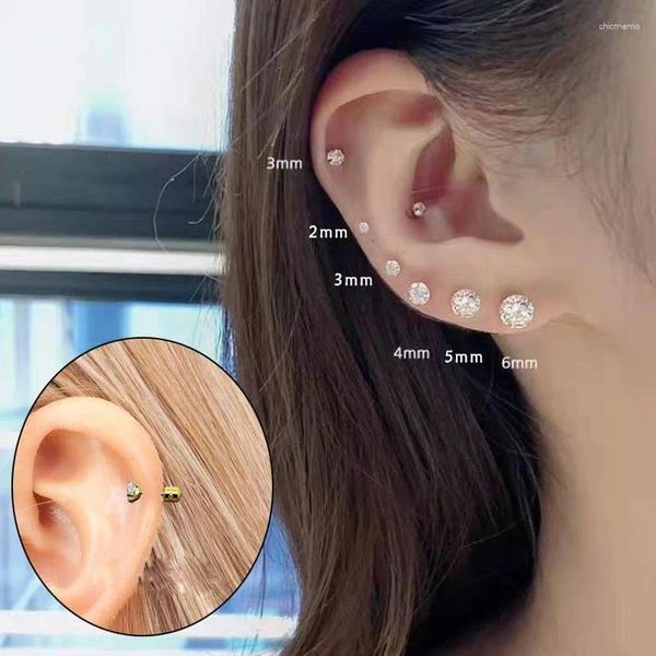 Brincos de pântano 1pc Mulheres de aço inoxidável com pedra de zircão minimalista da cor de ouro piercing de orelha de orelha daith jóias para homens kbe215