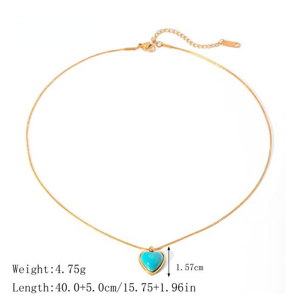 Designer INS Herzförmige für Frauen Titan Stahl Türkis Anhänger Halskette Party Hochzeit Täglichen Schmuck Kostenloser Versand_voghion.com