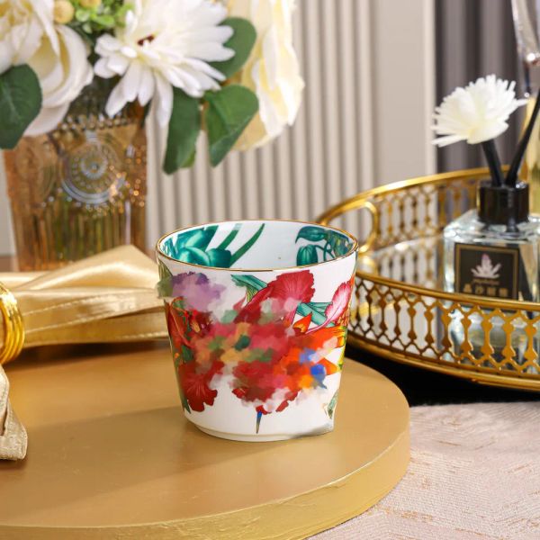 Деликатный дизайнерский чашка и блюдца набор костей Китай Пара кофейная чашка с блюдными растениями схема дневной модной чашки на день рождения дома.