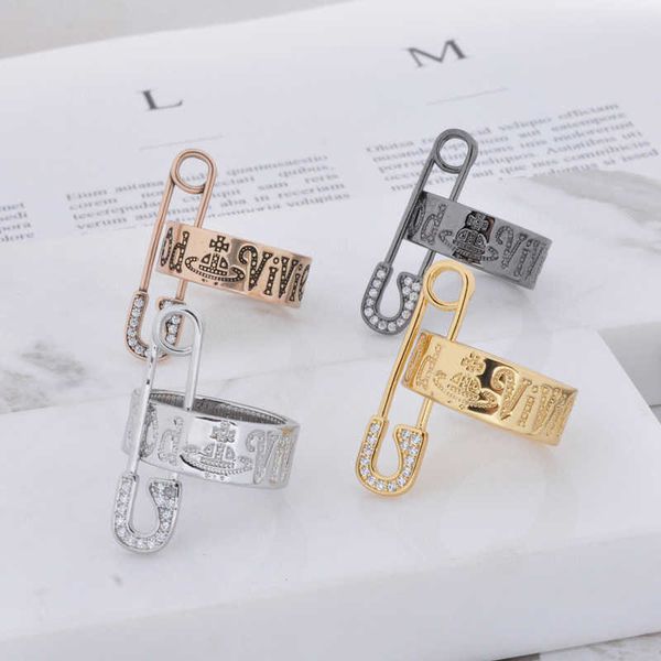 Бренда красная версия Westwoods Saturn Pins Letter Ring Classic Punk Style Diamond Set Nail