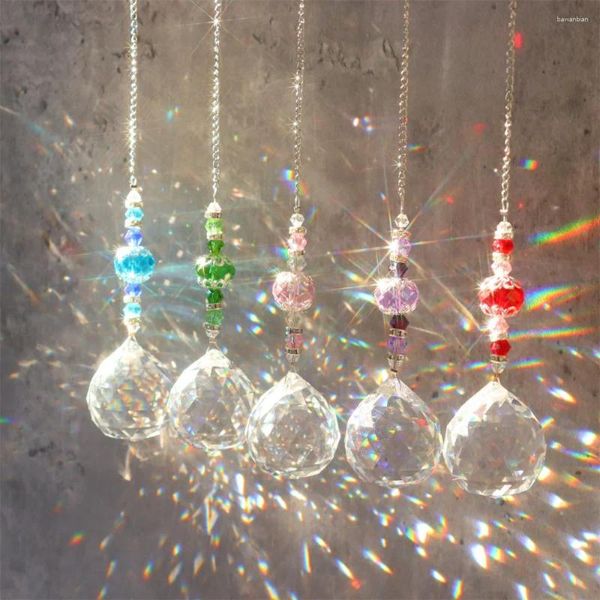 Dekorative Figuren Vorhang Chakren Dekoration Regenbogen Prismen Anhänger Sonnenfänger Kristall Kronleuchter Dekor Leichte reflektierende Perle