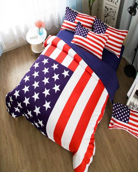 Size Size Size American Flag Set Set Single Double Full Full USA Flag Beding Set Set Set Sealt Cover Cover Pillowcase 34PCS Home Decor 55111525
