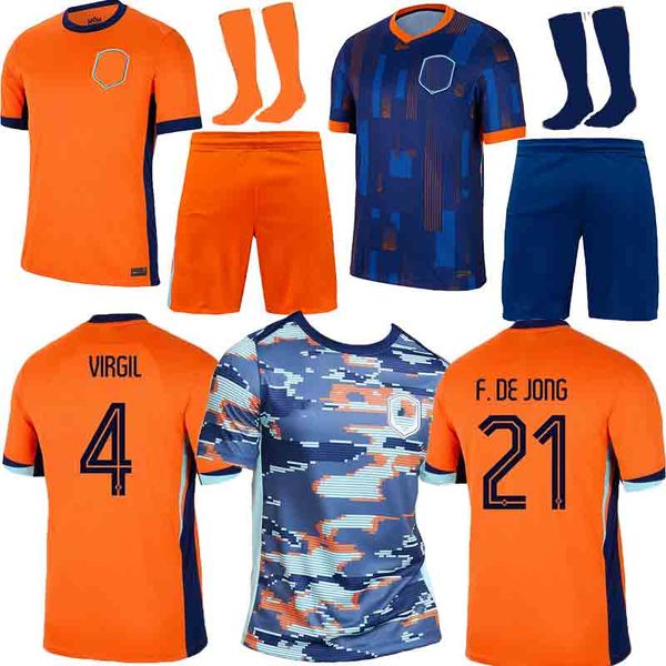 2024 Niederlande Memphis Fußball -Trikot Holland Jong Virgil Dumfries Bergvijn Klaassen Blind de Ligt Männer Kinder Kit Niederländisch vor Spiele Fußballtrikot Uniform