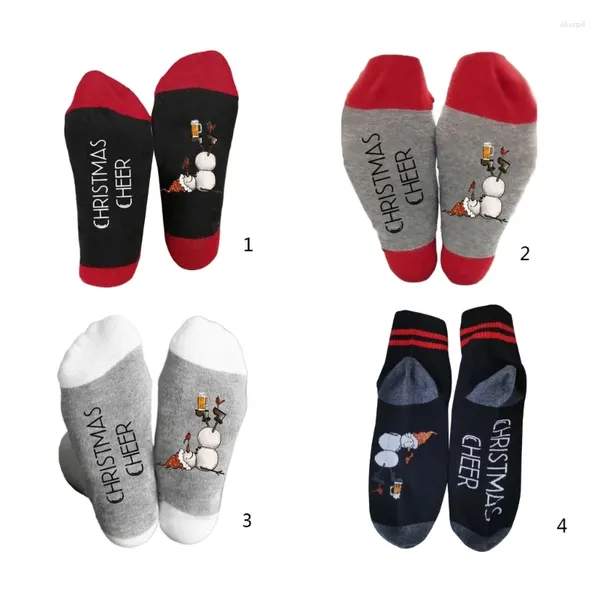 Frauen Socken Männer lustige Weihnachtsfeiertagsfeiertag Cartoon Snowman Bier Bier gedruckter Neuheit Strümpfe gehobene Geschenke