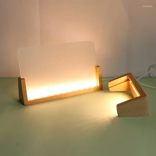 Piatti decorativi in legno a forma di U Lampada Lampada Base di esposizioni a LED con USB-cable per ristorante per sala da bar per la casa decorazione per la casa