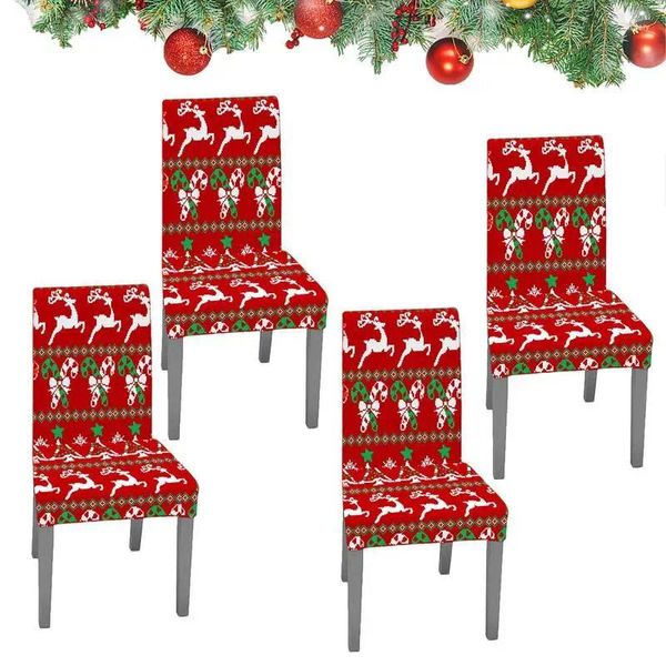 Chaves de cadeira Ano Protetor de jantar de Natal Conjunto de 4 decoração de cozinha em casa vermelha